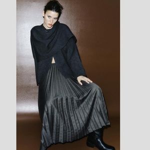 Zara Charcoal Pleated Maxi Skirt